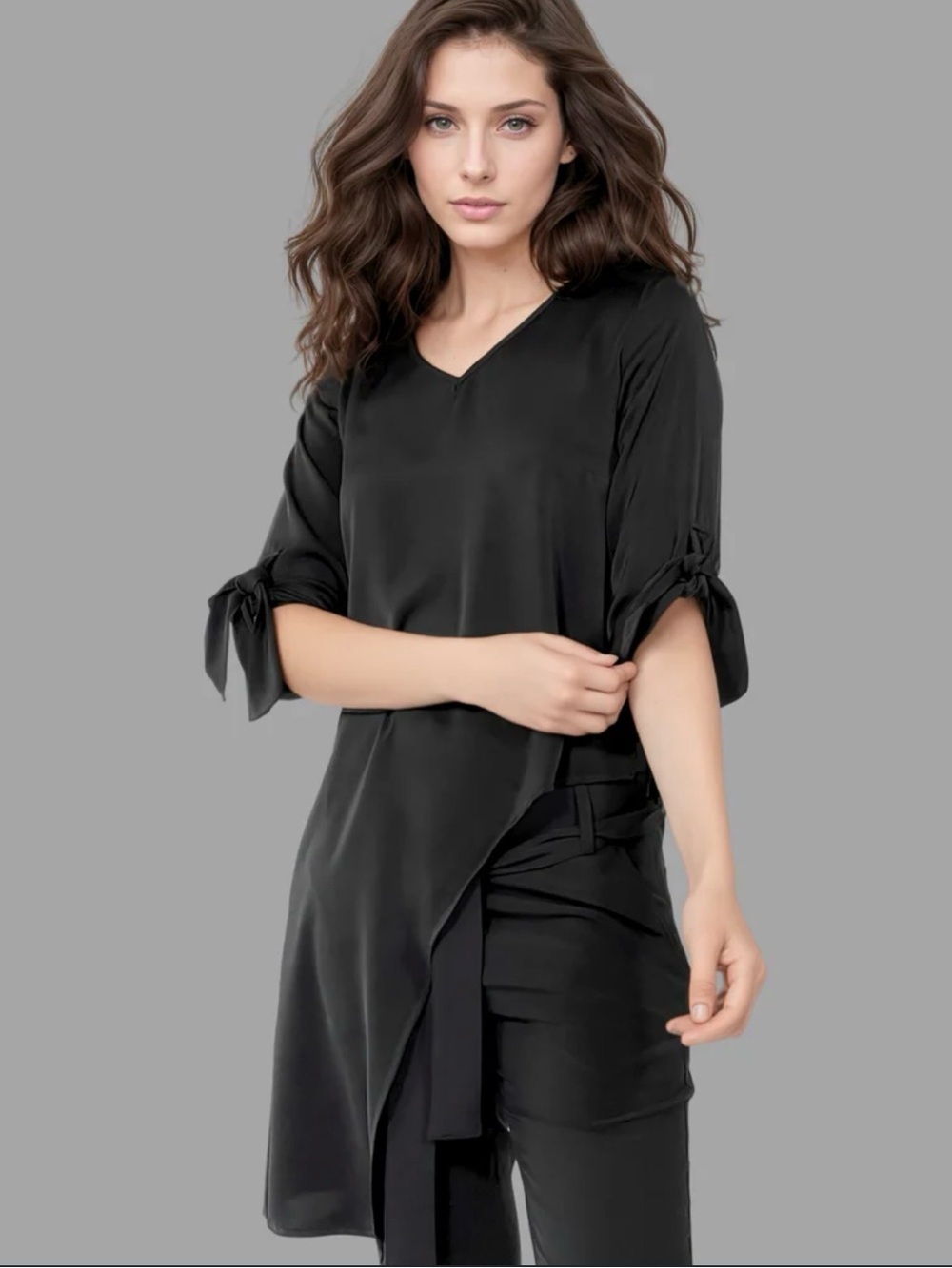 Periphery Martini Blouse Black Asymmetrical Minimalist Draped Top Lagenlook